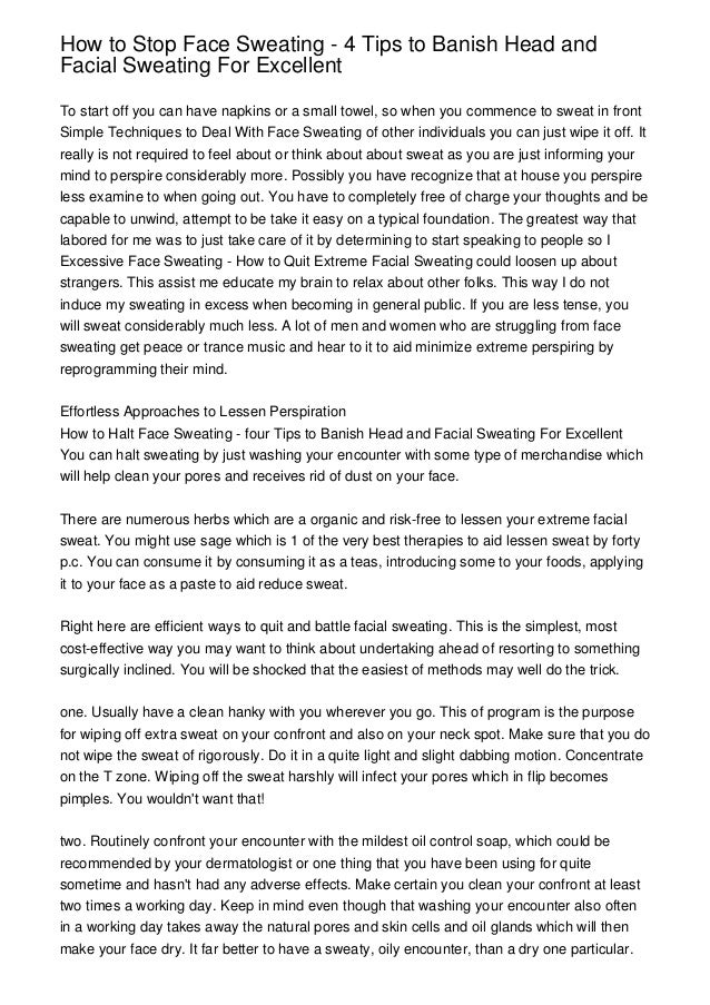 How to Stop Face Sweating 4 Tips to Banish Head and Facial Sweating…