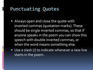 Quote Inverted Texts How to quote poetry | PPTX
