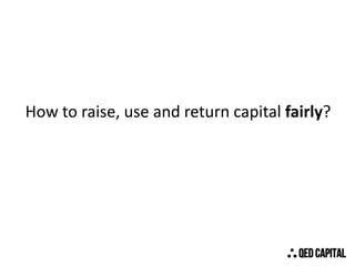 How to raise, use and return capital fairly?

 