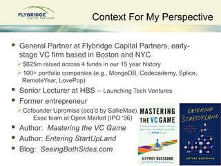  General Partner at Flybridge Capital Partners, early-
stage VC firm based in Boston and NYC
$625m raised across 4 funds...