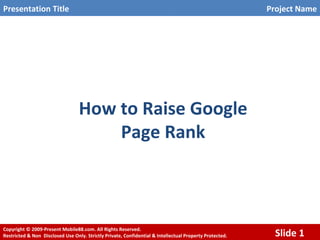 How to Raise Google  Page Rank  