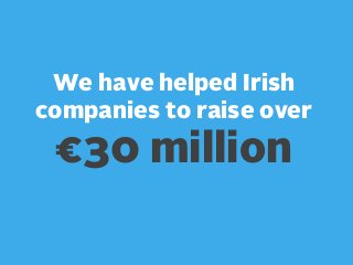 We have helped Irish
companies to raise over

€30 million

 