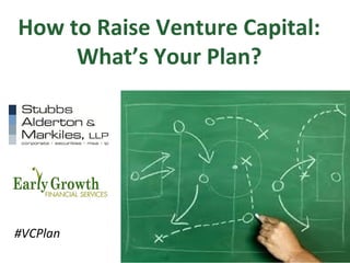How to Raise Venture Capital:
What’s Your Plan?
#VCPlan
 