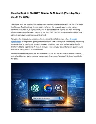 Mastering AI Search Ranking: How to Rank in ChatGPT, Gemini & AI Search ...
