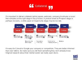 “

Collateral

”

It’s important to deliver collateral (white papers, webinars, company brochures or even
free samples) at...