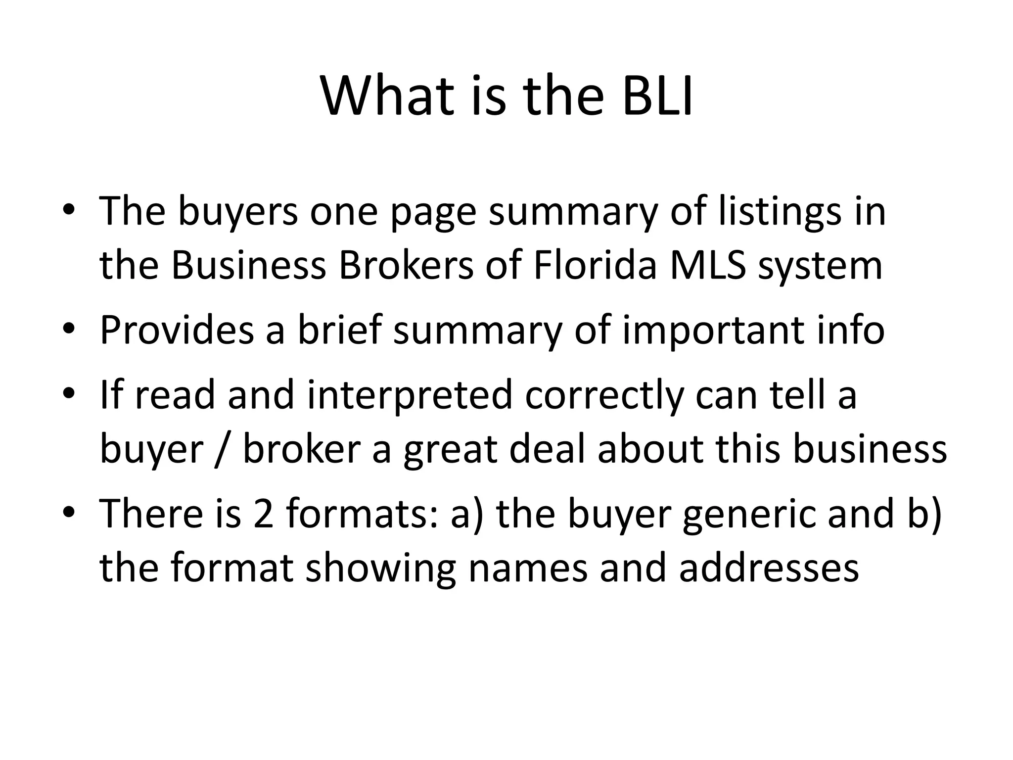 How to read a BBF BLI | PPTX