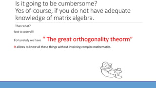 Is it going to be cumbersome?
Yes of-course, if you do not have adequate
knowledge of matrix algebra.
Than what?
Not to worry!!!
Fortunately we have “ The great orthogonality theorm”
It allows to know all these things without involving complex mathematics.
 
