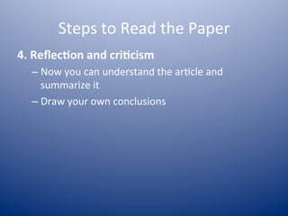 How to read a scientific paper | PDF