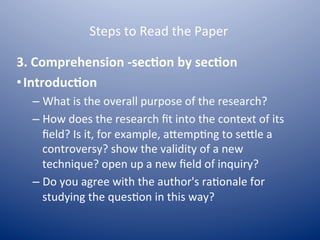 How to read a scientific paper | PDF