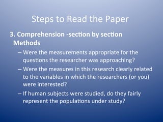 How to read a scientific paper | PDF