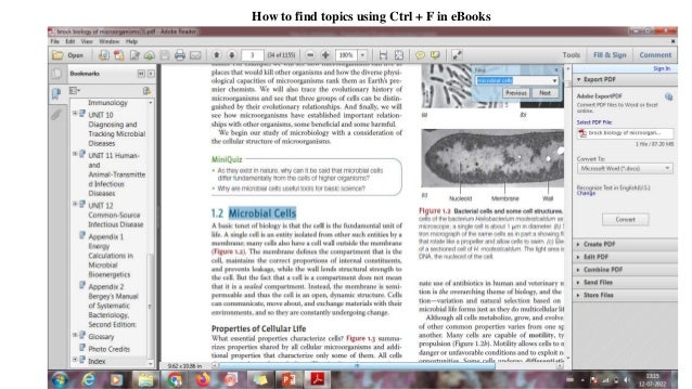 How to find topics using Ctrl + F in eBooks
 
