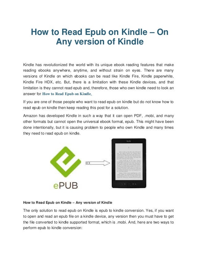 How to read epub on kindle