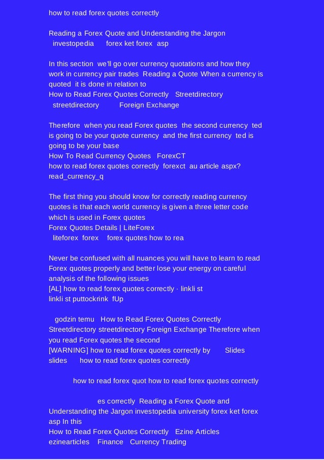 Reading forex quotes