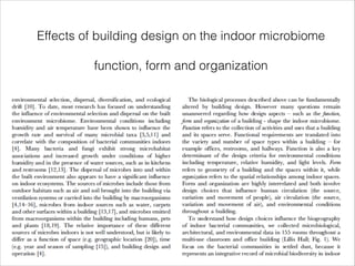 Effects of building design on the indoor microbiome
!

function, form and organization

 