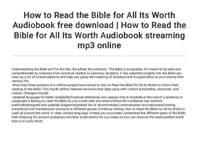 How To Read The Bible For All Its Worth Audiobook Free Download How