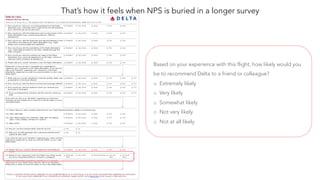 That’s how it feels when NPS is buried in a longer survey
Based on your experience with this flight, how likely would you
be to recommend Delta to a friend or colleague? 
o  Extremely likely
o  Very likely
o  Somewhat likely
o  Not very likely
o  Not at all likely
 