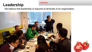 Leadership
We believe that leadership is required at all levels of an organization.
Leadership
 