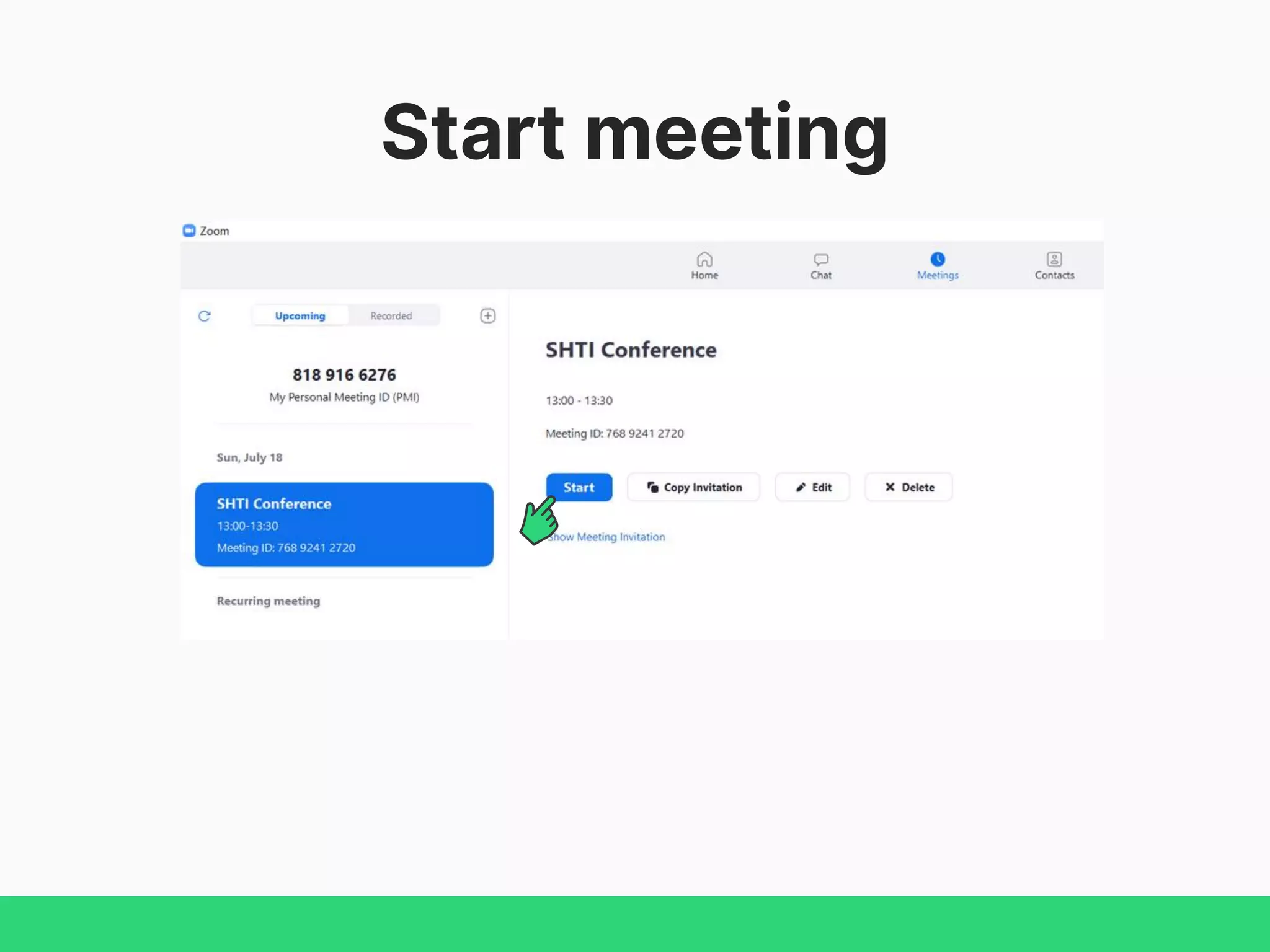 Start meeting
 
