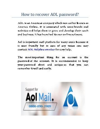 How to recover AOL password?
 