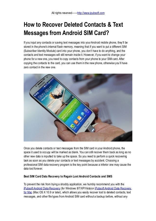 How to Recover Deleted Contacts & Text Messages from Android SIM Card