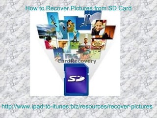 How to Recover Pictures from SD Card




http://www.ipad-to-itunes.biz/resources/recover-pictures-fr
 