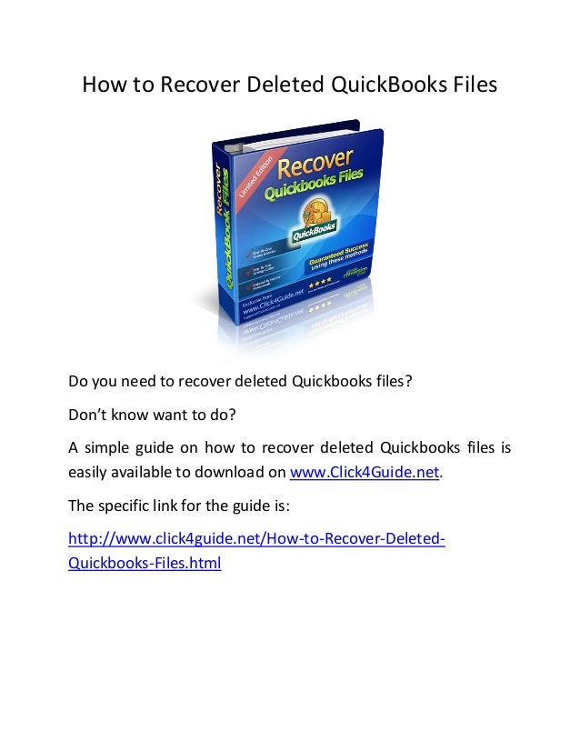 How to Recover Deleted Quickbooks Files