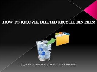 How to Recover Deleted Recycle Bin Files?
http://www.undeleterecyclebin.com/deleted.html
 