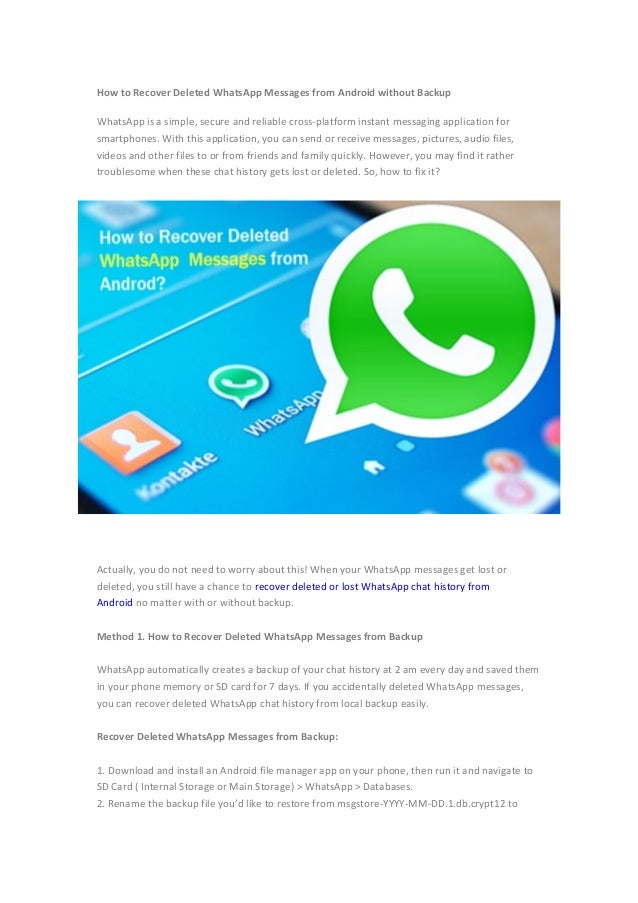How To Recover Deleted Whatsapp Messages From Android Without Backup How To Recover Deleted Whatsapp Messages From Android Without Backup