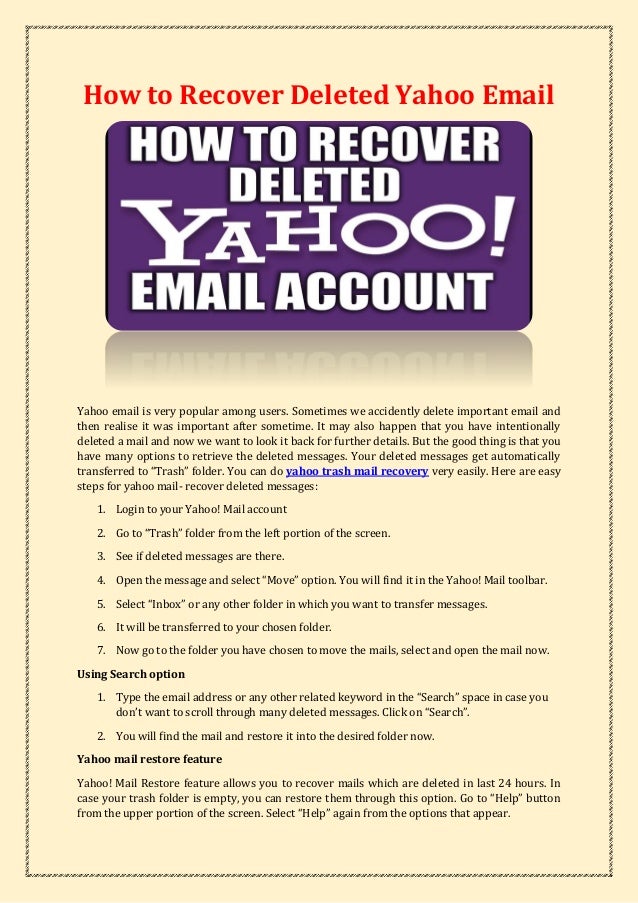 How to Recover Deleted Yahoo Email