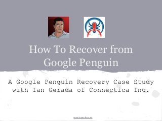 How To Recover from
Google Penguin
A Google Penguin Recovery Case Study
with Ian Gerada of Connectica Inc.

www.inspyder.com

 