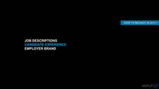 JOB DESCRIPTIONS
CANDIDATE EXPERIENCE
EMPLOYER BRAND
HOW TO RECRUIT IN 2017 >
 