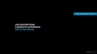 JOB DESCRIPTIONS
CANDIDATE EXPERIENCE
EMPLOYER BRAND
HOW TO RECRUIT IN 2017 >
 