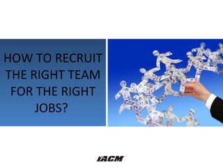 HOW TO RECRUIT THE RIGHT TEAM FOR THE RIGHT JOBS?  