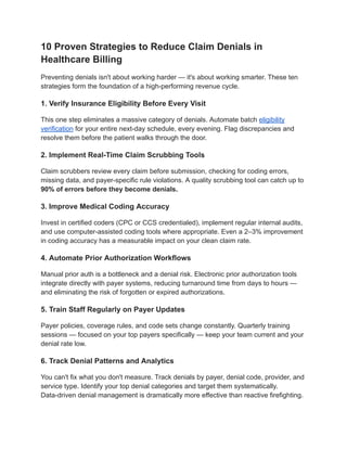 How to Reduce Claim Denials in Medical Billing: Proven Strategies and ...