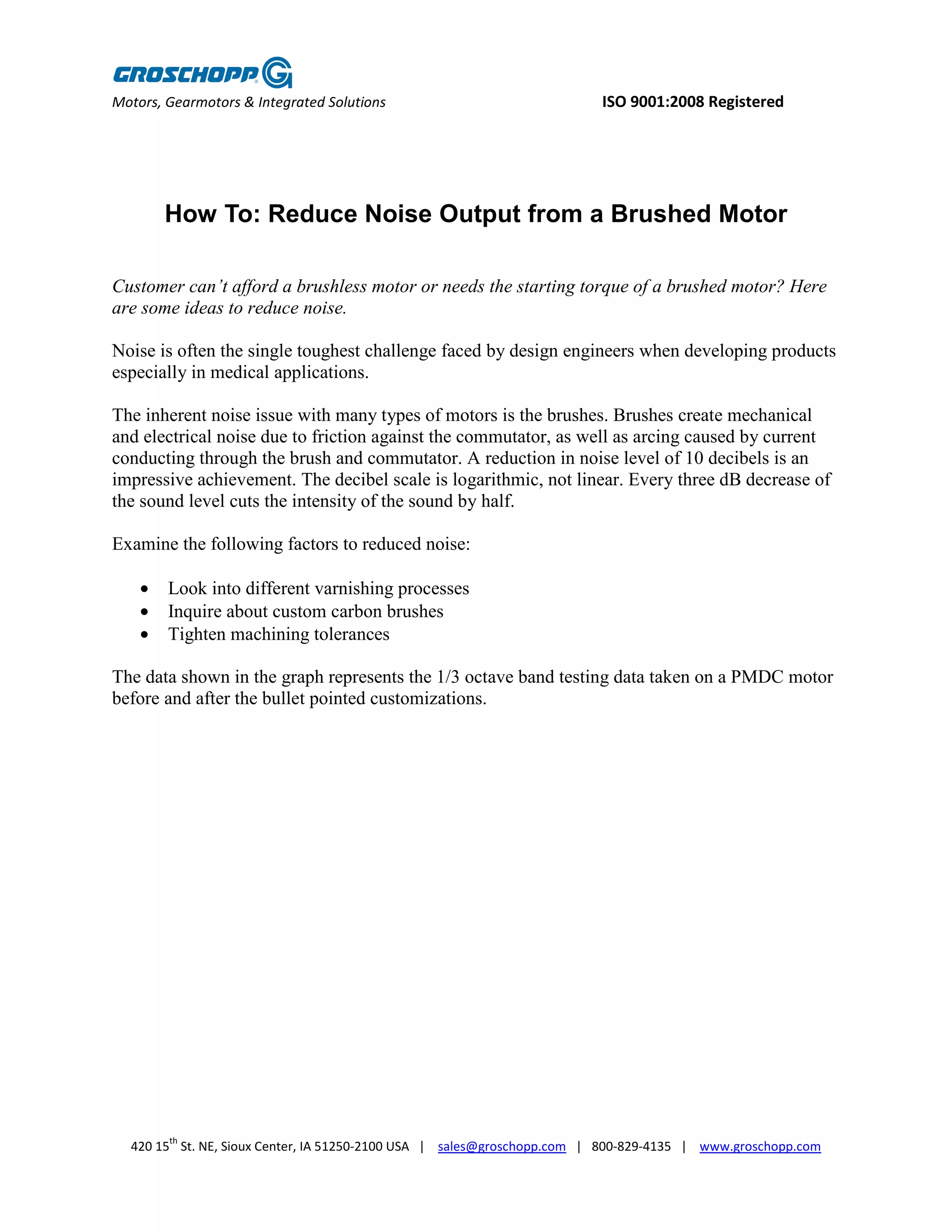 How To: Reduce Noise From a Brushed Motor | PDF