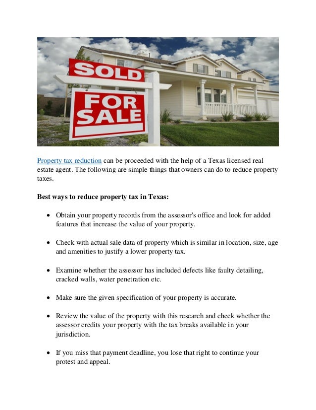 How to reduce property tax in texas