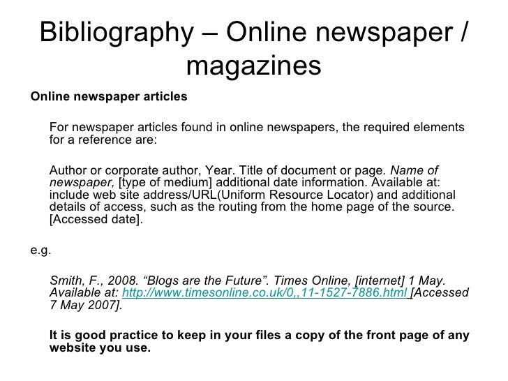 how do you write a newspaper bibliography