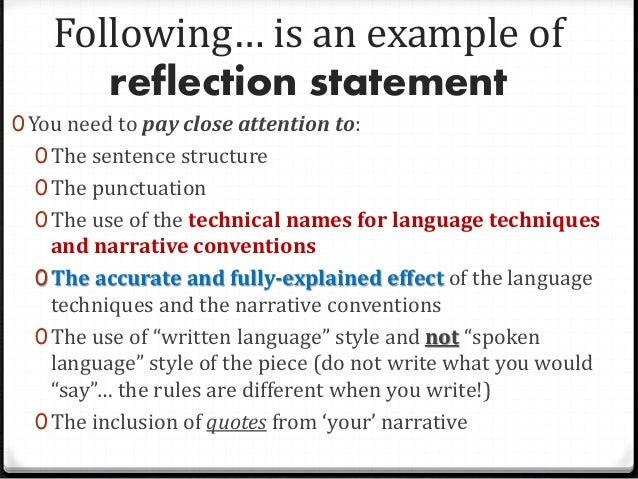 how to write a short reflection