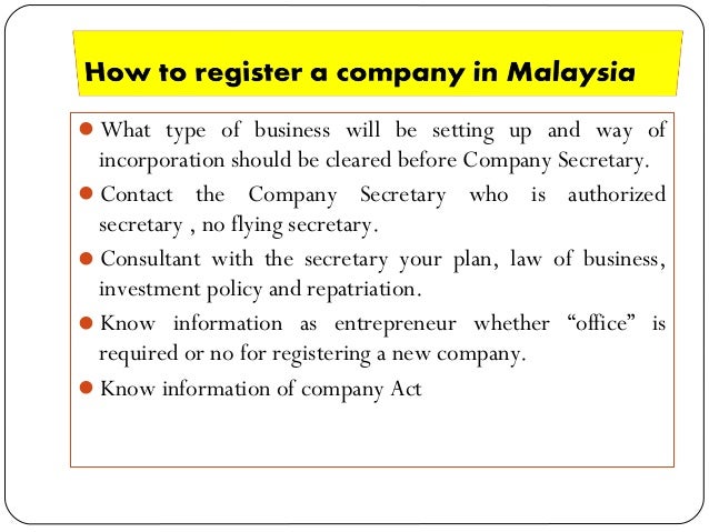 how to register a company in malaysia how to register a company