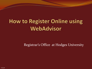 Registrar’s Office at Hodges University




7-13-11
 