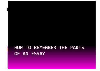 How To Remember The Parts Of An Essay