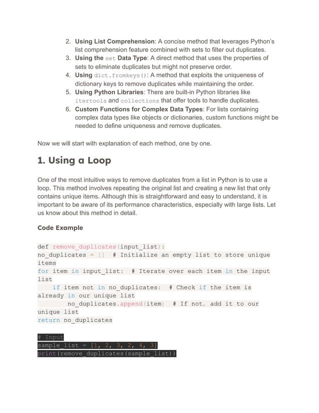 How to Remove Duplicates from List in Python (with code) | PDF
