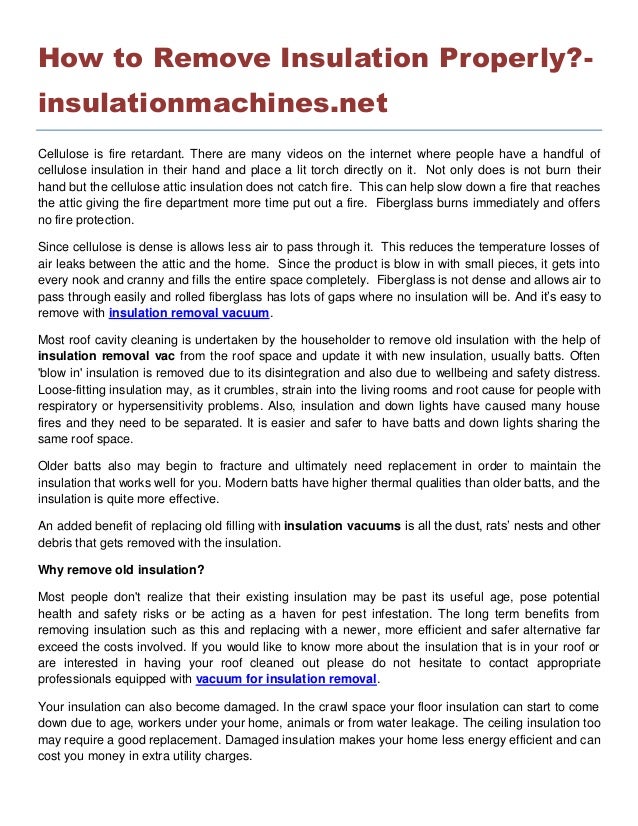 How To Remove Insulation Properly Insulationmachines Net