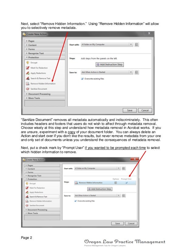 How to remove metadata from multiple documents using an action in