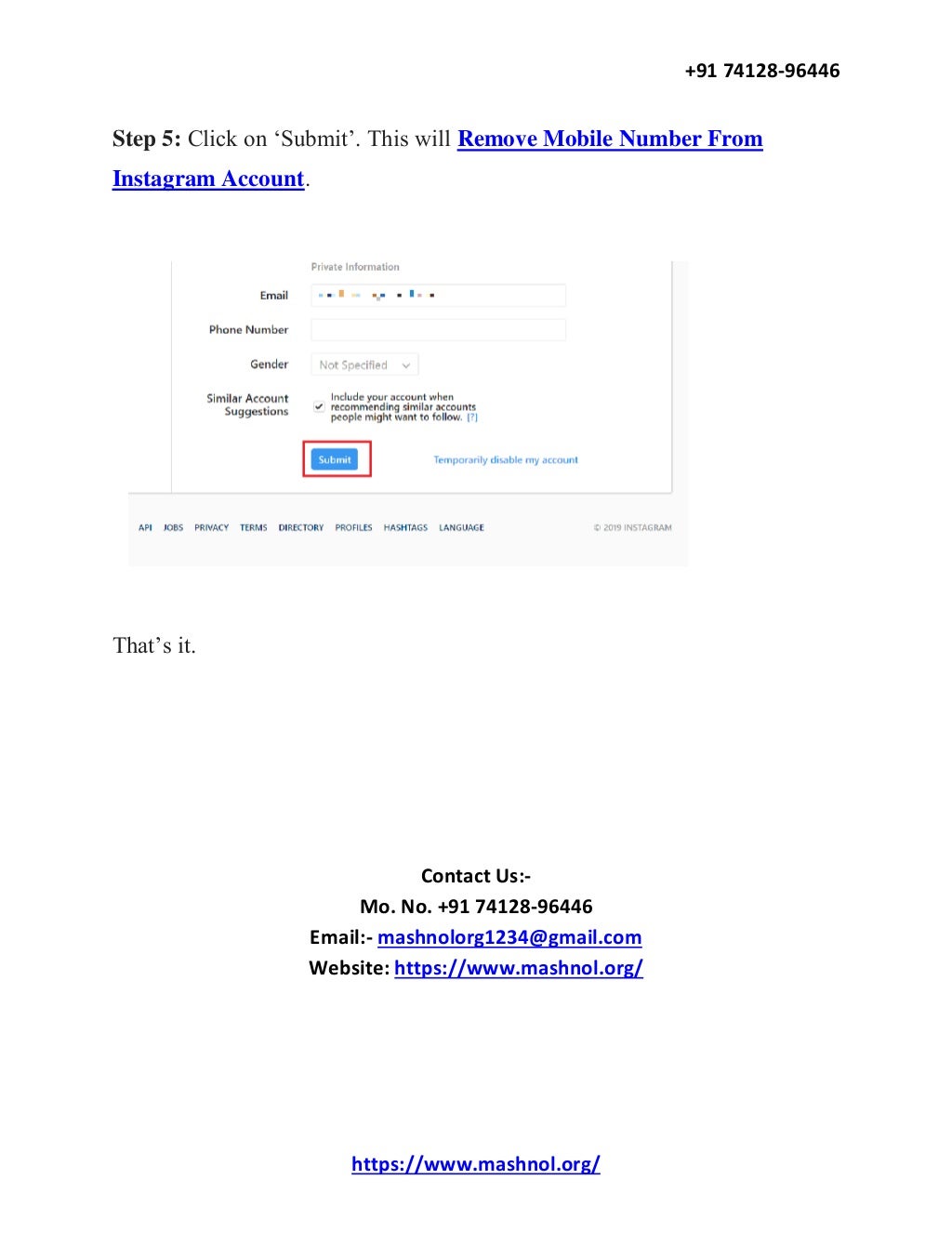 How To Remove Mobile Number From Instagram Account