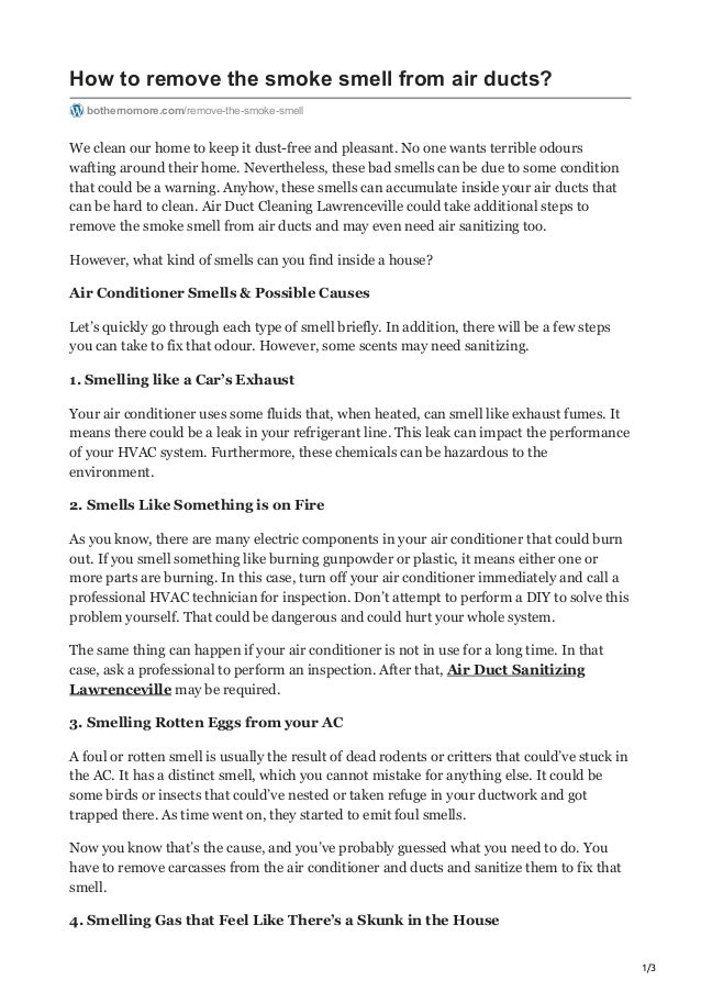 How to remove the smoke smell from air ducts