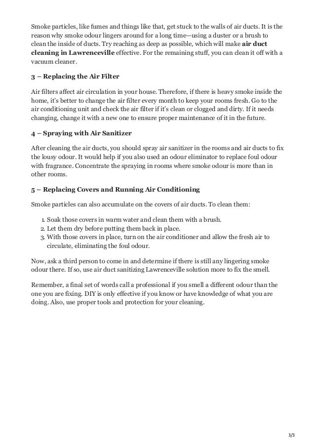 How to remove the smoke smell from air ducts