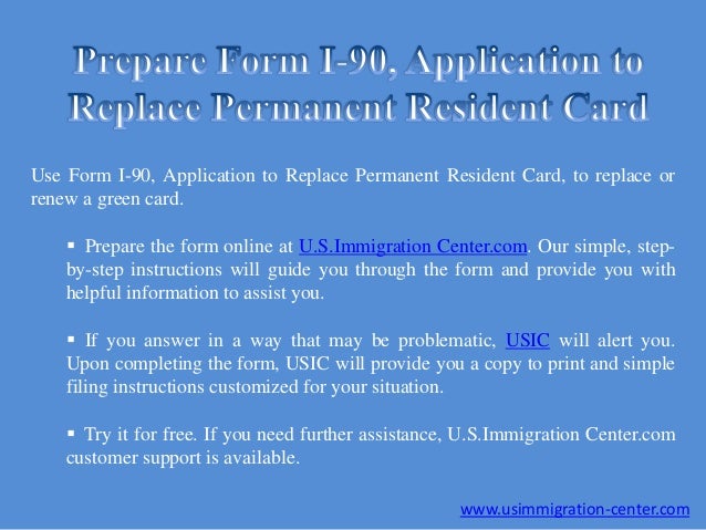 how to renew or replace a green card i 90 form online