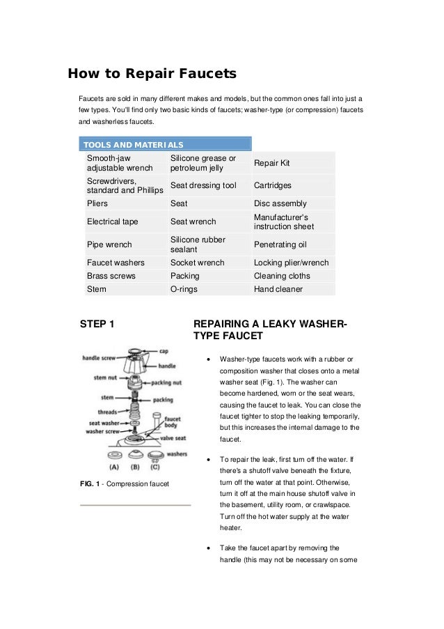 How To Repair Faucets Taps