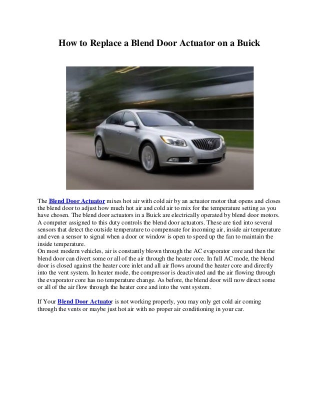 How To Replace A Blend Door Actuator On A Buick